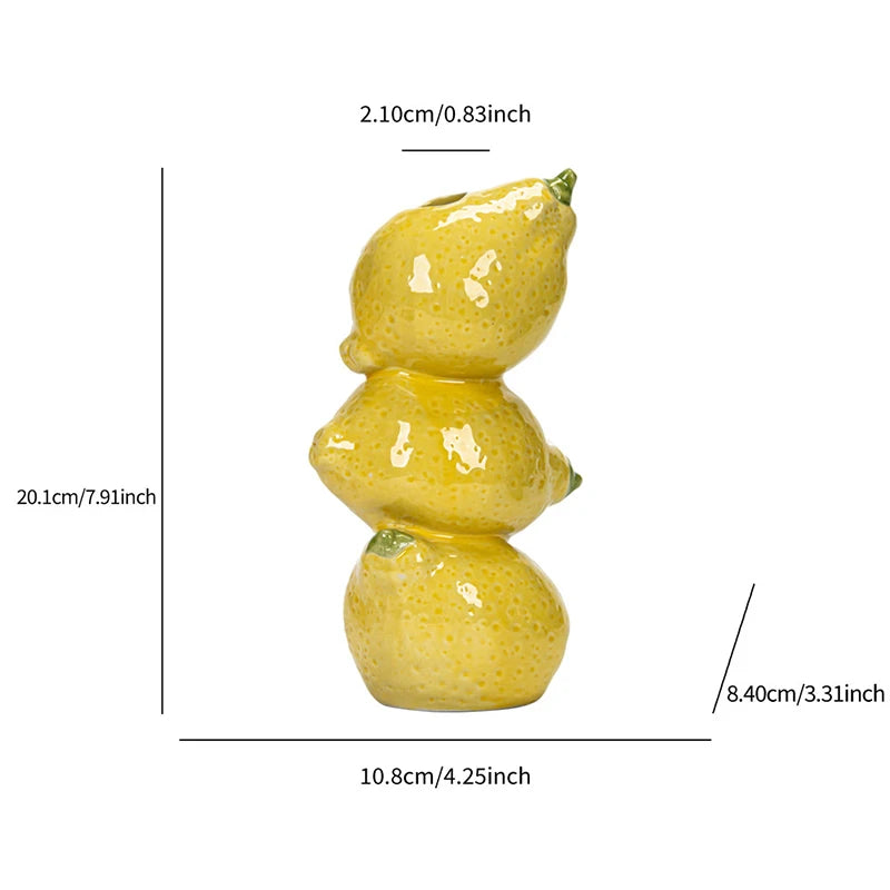Fruit-Inspired Ceramic Vase with Orange, Lemon, and Watermelon Design for a Fun Summer BBQ or Decor.