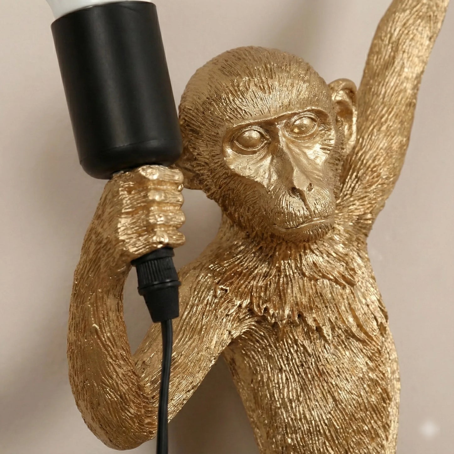 Gold Resin Monkey Wall Lamp Decor Modern Art Light Fixture.