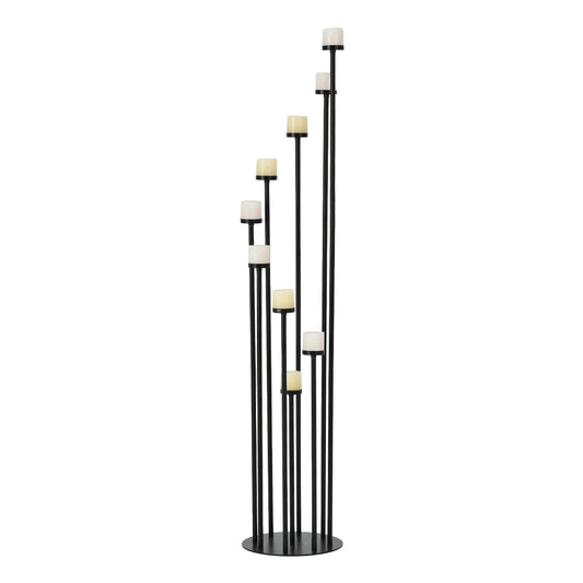 Black 9-Arm Floor Candelabra Candle Holder (46.3")