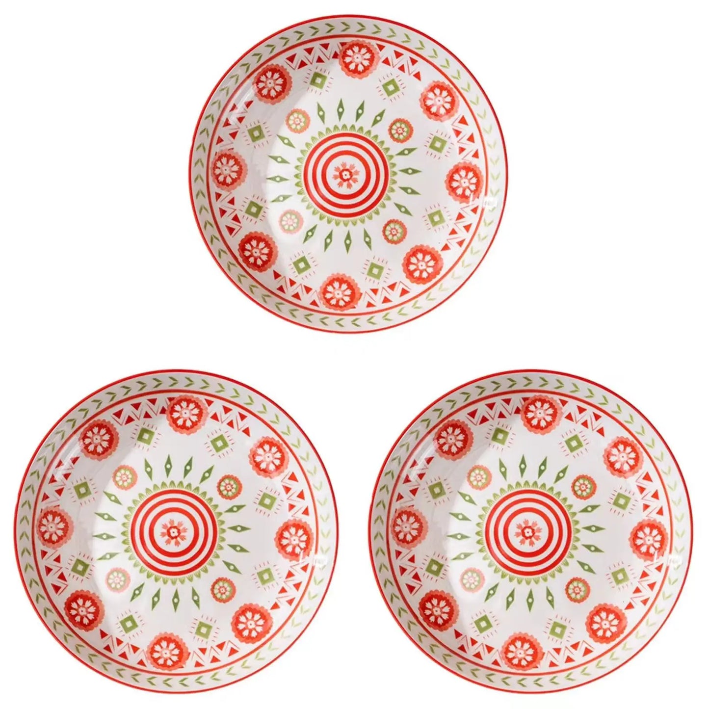 Creative Bohemian Ceramic Dinner Plate – High-Rimmed Multi-Use Home Dish