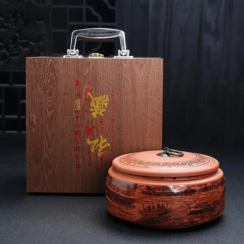 Chinese Purple Clay Tea Caddy for Traditional Tea Storage.