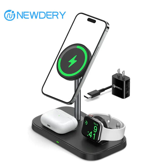3-in-1 Wireless Charging Station for iPhone, Apple Watch, and AirPods; Compatible with iPhone 16/15/14/13 Series.