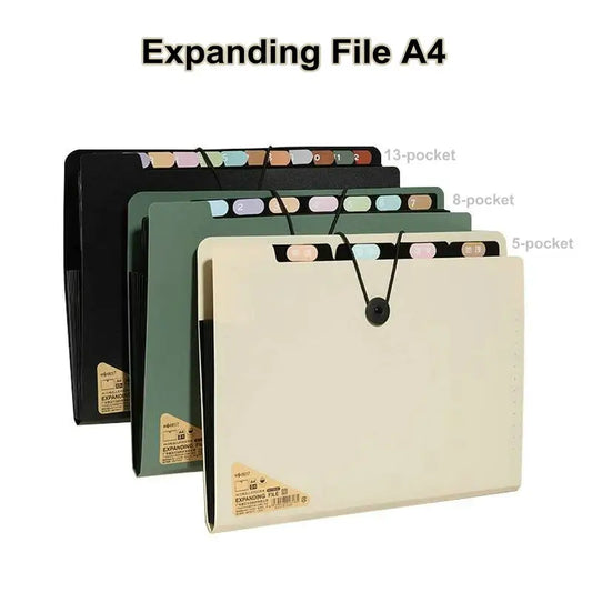 A4 Expanding File Folder with Classification Pockets for Document Storage