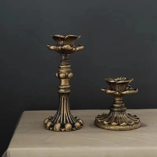 1Pc Antique Resin Candlestick Holder – Retro French-Style Candle Sconce, Nostalgic Home Decor Gift