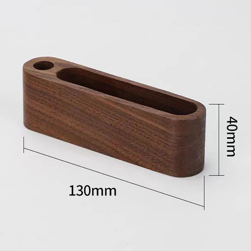 Wooden Business Card Display Stand with Pen Holder and Memo Storage