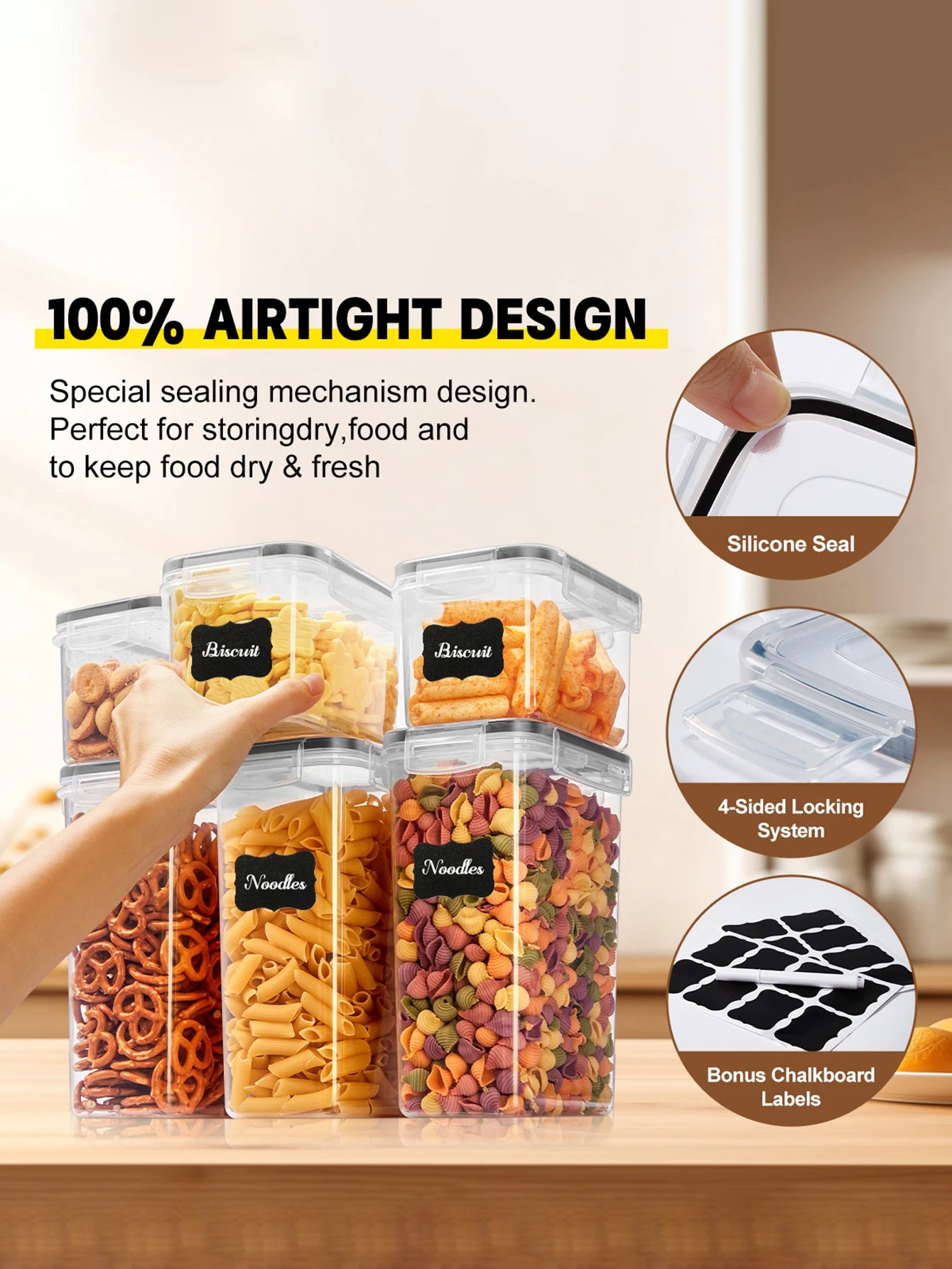 24PCS Sealed Food Storage Containers with Lids – Kitchen Organizer for Grains, Rice & Pasta