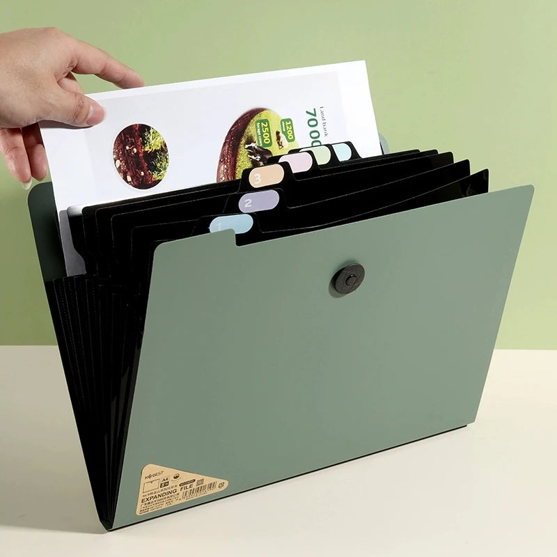 A4 Expanding File Folder with Classification Pockets for Document Storage