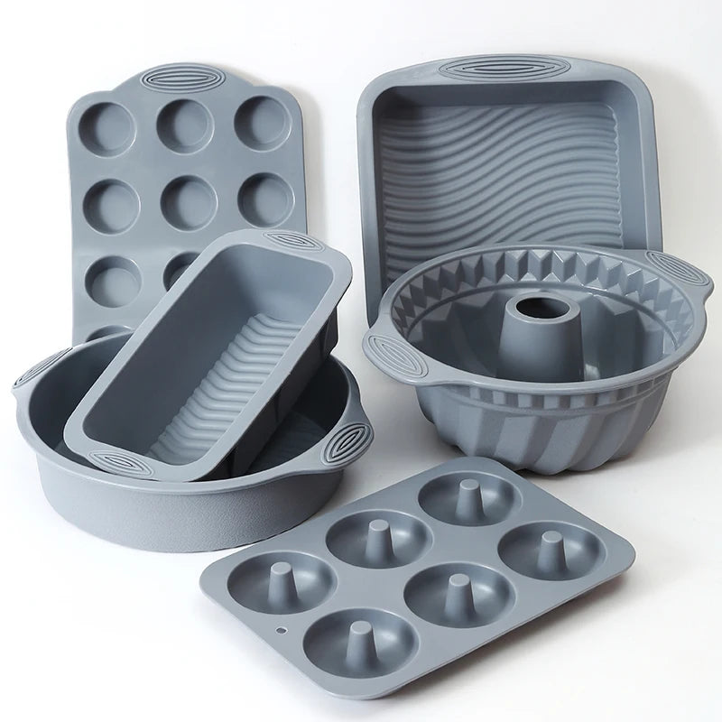 Multi-Shape Silicone Bakeware Kit -Muffin, Rectangular Bread & Cake Molds