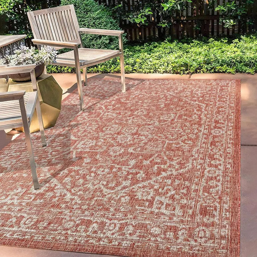 8 X 10 Durable Medallion Pattern Rug for Home and Outdoor Areas.